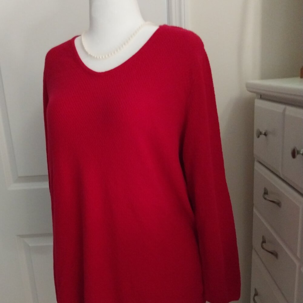 🎄Karen Scott (From Macy's) 2X-24 Red Sweater Waffle Weave 100% Cotton Perfect🎄